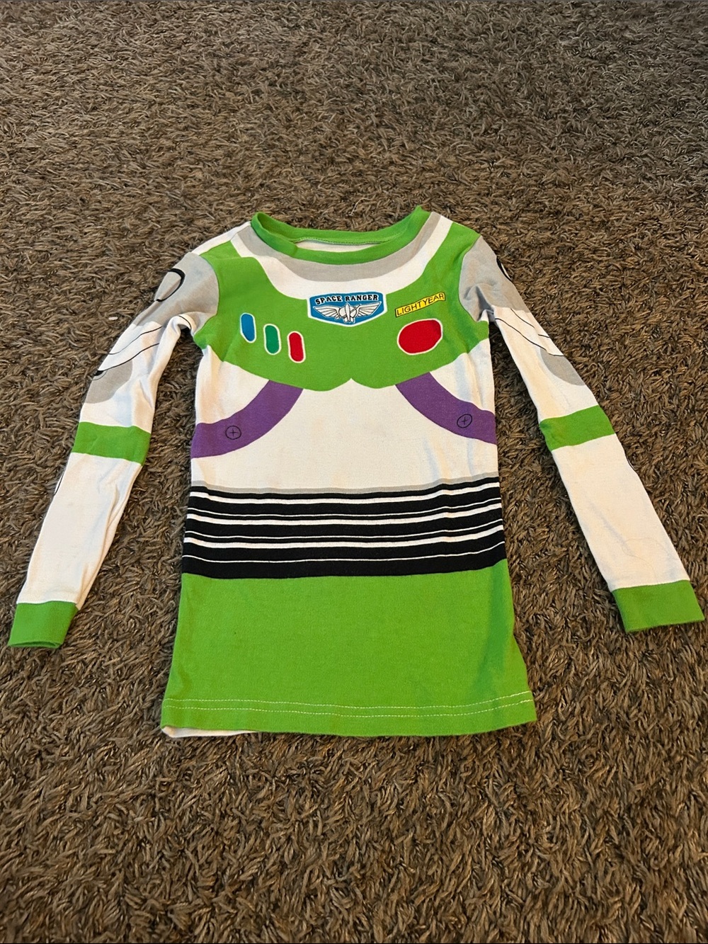 Disney Buzz Lightyear Green White Long-Sleeve Kids Top